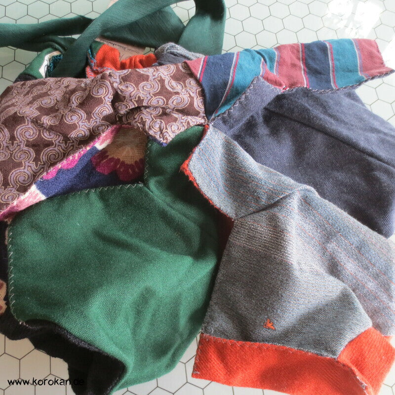 Upcycling Krawatten Durchzugband Beutel Tasche - Wolle Synthetik
