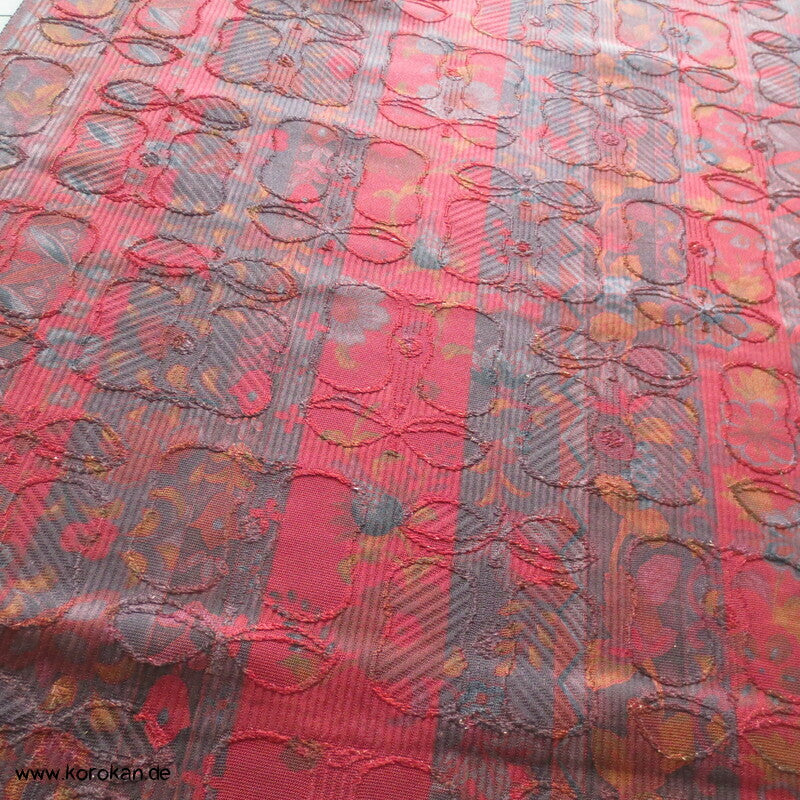 Blütenstreifen Kimono Seiden Rinzu Damast