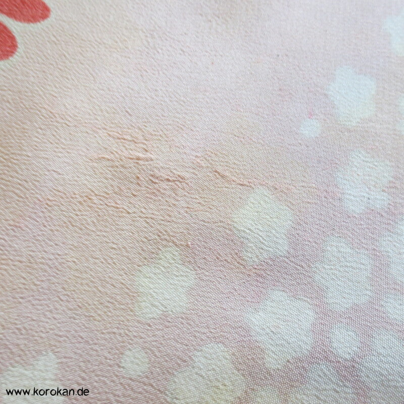 Kiku Fluss rot rosa - Acetat, Druckfehler, Kimono  / Juban Crepe