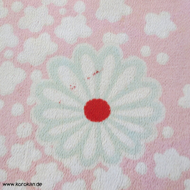 Kiku Fluss rot rosa - Acetat, Druckfehler, Kimono  / Juban Crepe
