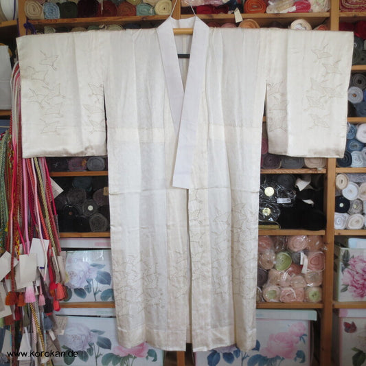 Shibori Elemente Seidendamast Kranich Juban Hochzeits Unterkimono
