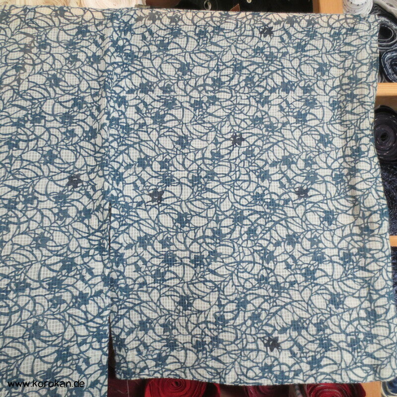Blumenranken auf Karogewebe Hitoe Kimono, leicht transparent