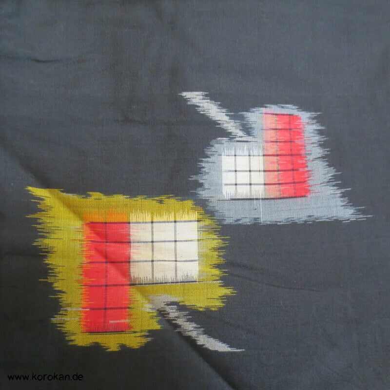 Art Deco Blätter auf schwarz Meisen Seiden Kimono, nur Material