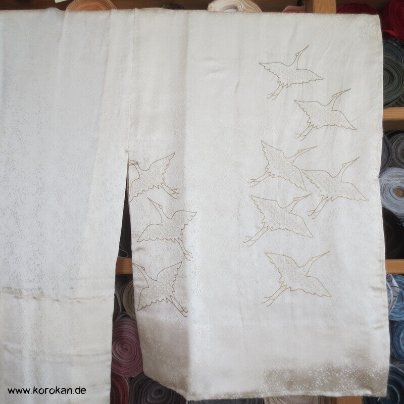 Shibori Elemente Seidendamast Kranich Juban Hochzeits Unterkimono