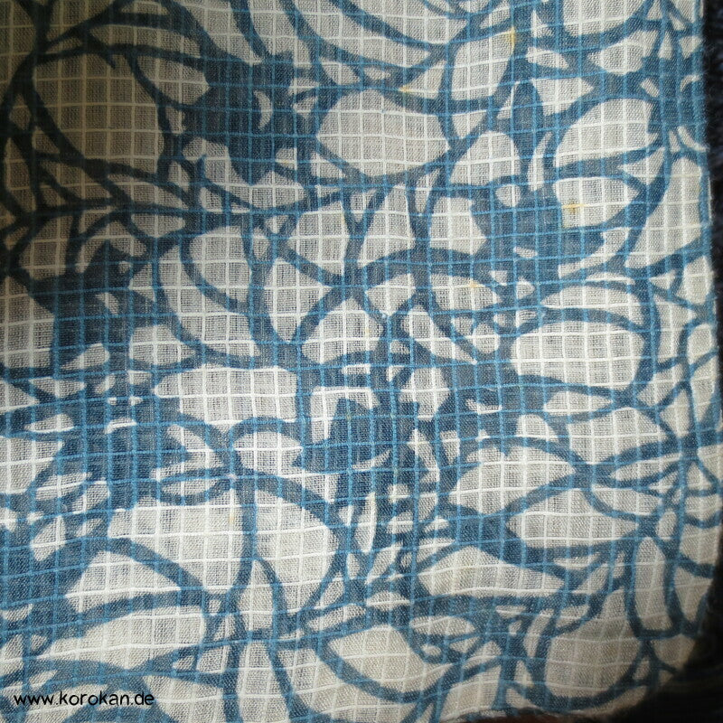 Blumenranken auf Karogewebe Hitoe Kimono, leicht transparent