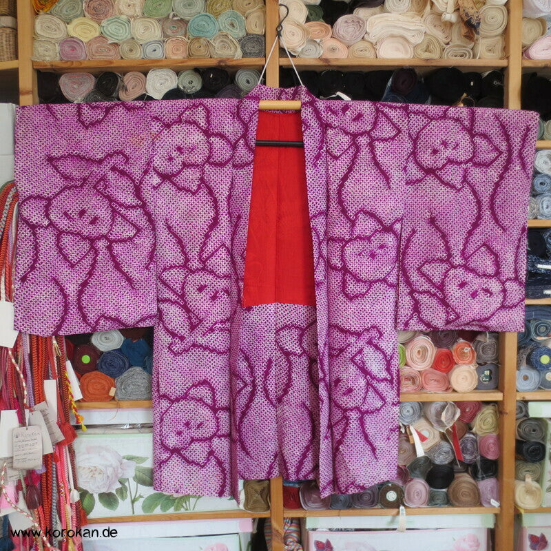 Full Shibori Tachbana Haori Kimono Jacke - pflaumenlila
