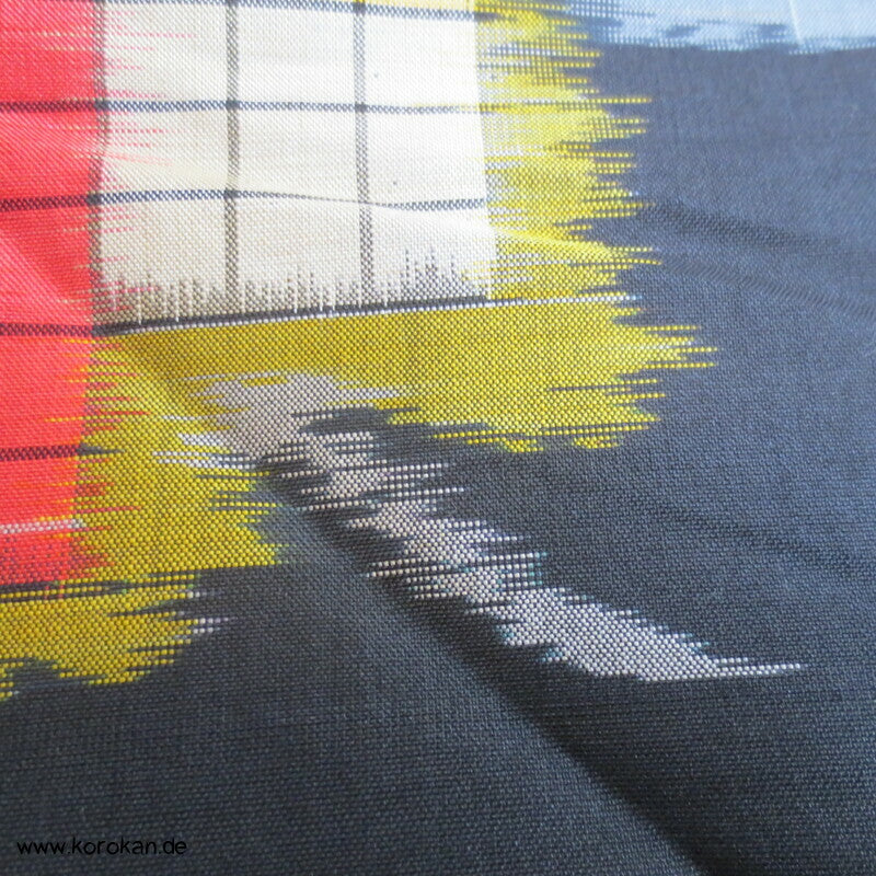 Art Deco Blätter auf schwarz Meisen Seiden Kimono, nur Material