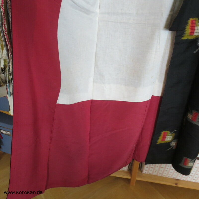 Art Deco Blätter auf schwarz Meisen Seiden Kimono, nur Material