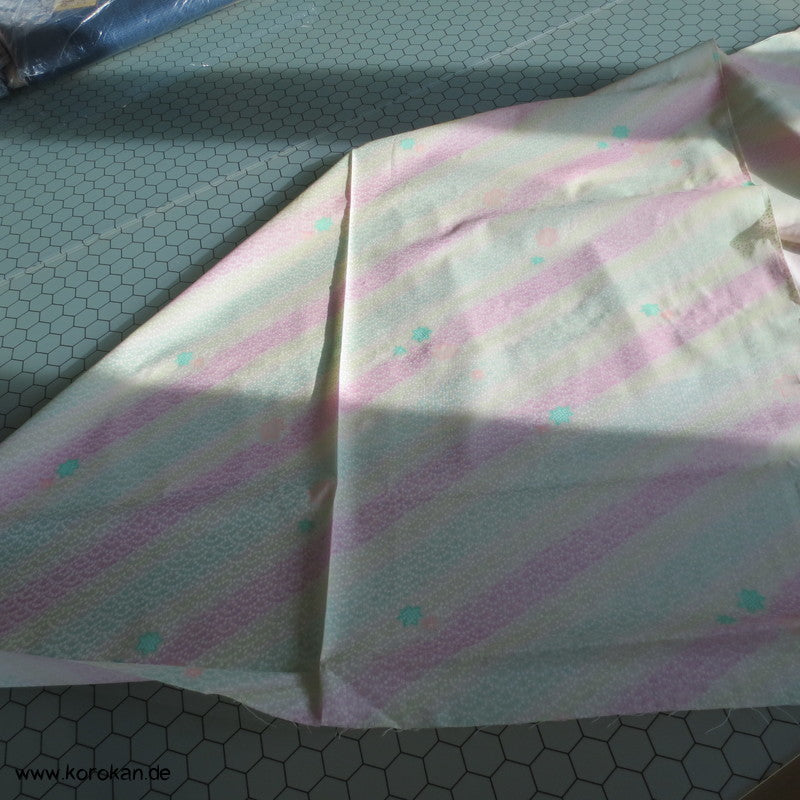 Ahornblättern Juban Kimono Wollmusselin diagonale Streifen