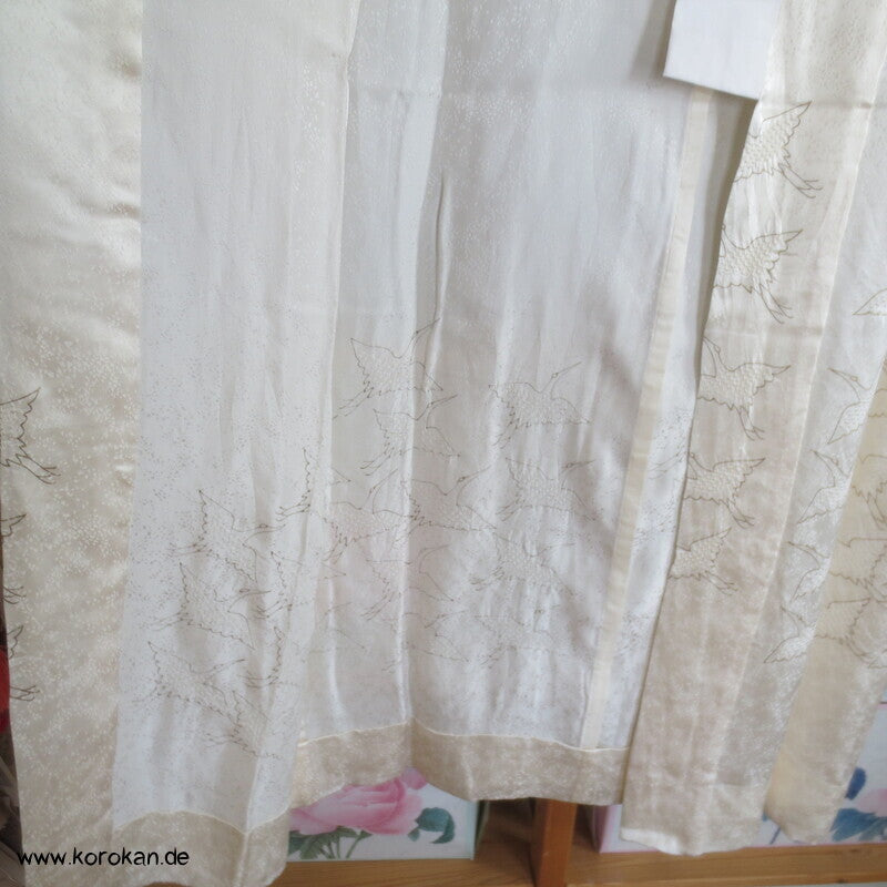 Shibori Elemente Seidendamast Kranich Juban Hochzeits Unterkimono