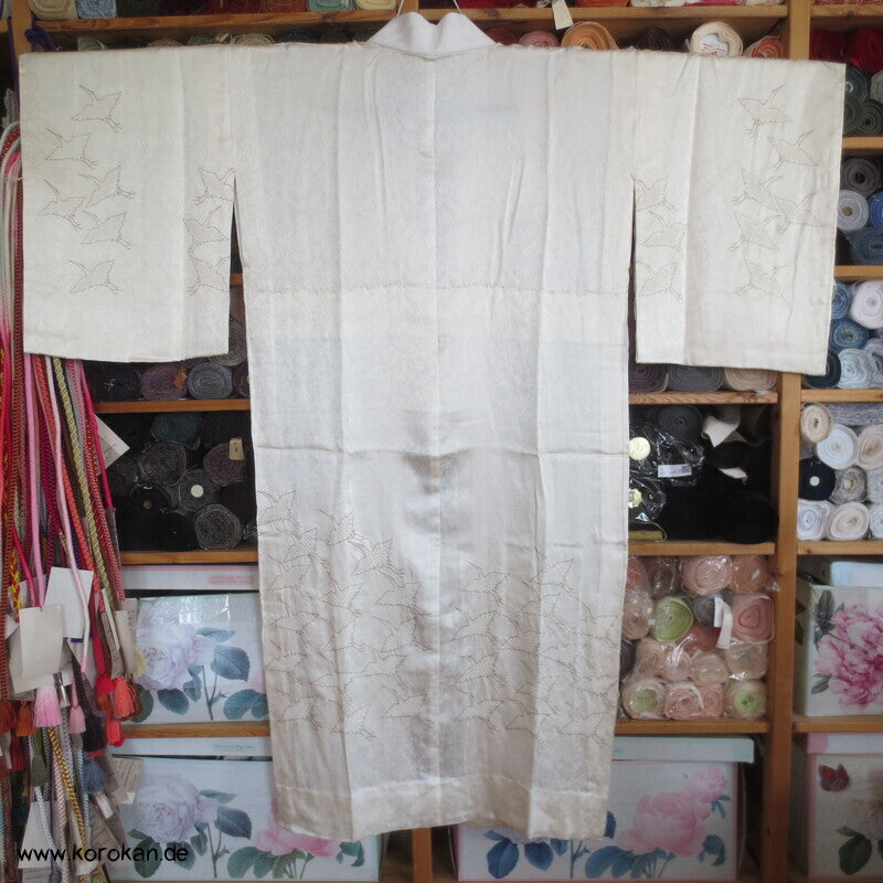 Shibori Elemente Seidendamast Kranich Juban Hochzeits Unterkimono