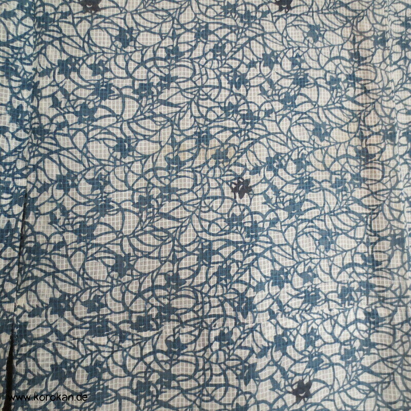 Blumenranken auf Karogewebe Hitoe Kimono, leicht transparent
