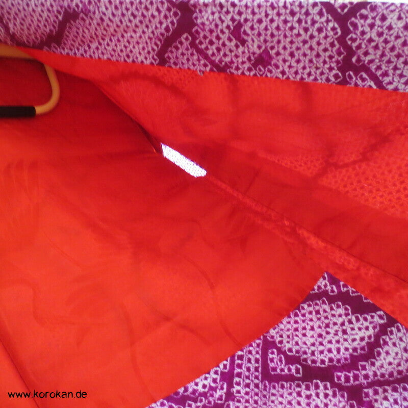 Full Shibori Tachbana Haori Kimono Jacke - pflaumenlila