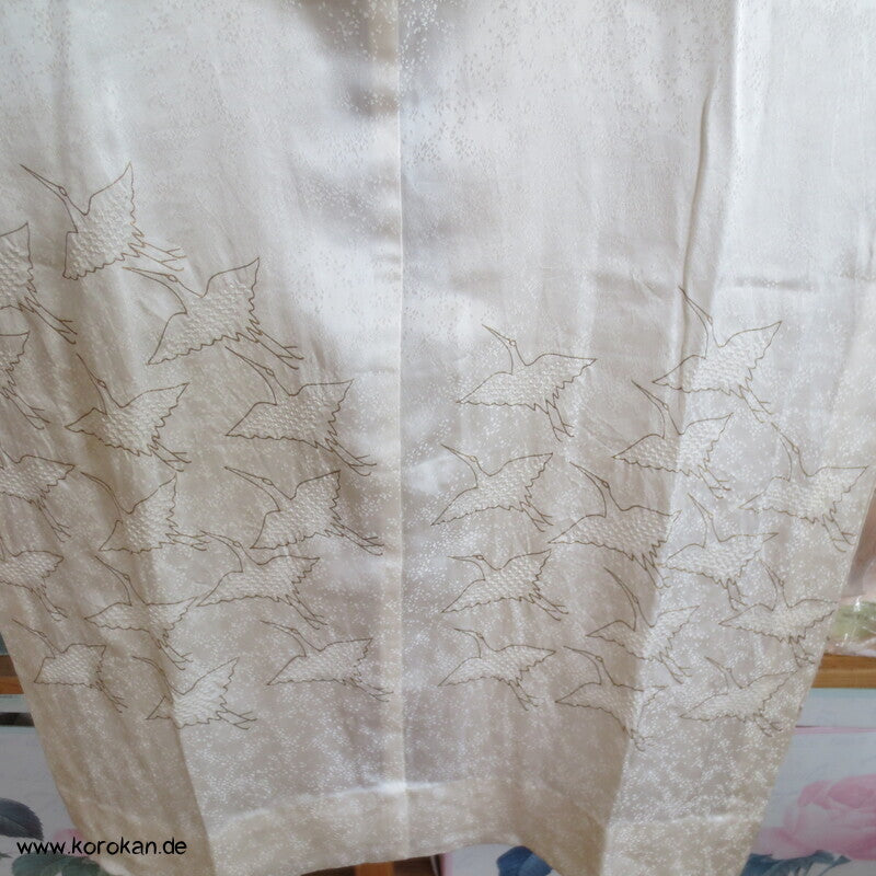 Shibori Elemente Seidendamast Kranich Juban Hochzeits Unterkimono