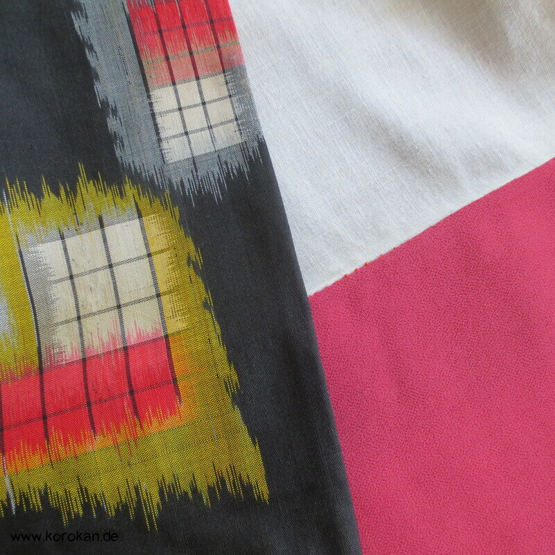Art Deco Blätter auf schwarz Meisen Seiden Kimono, nur Material