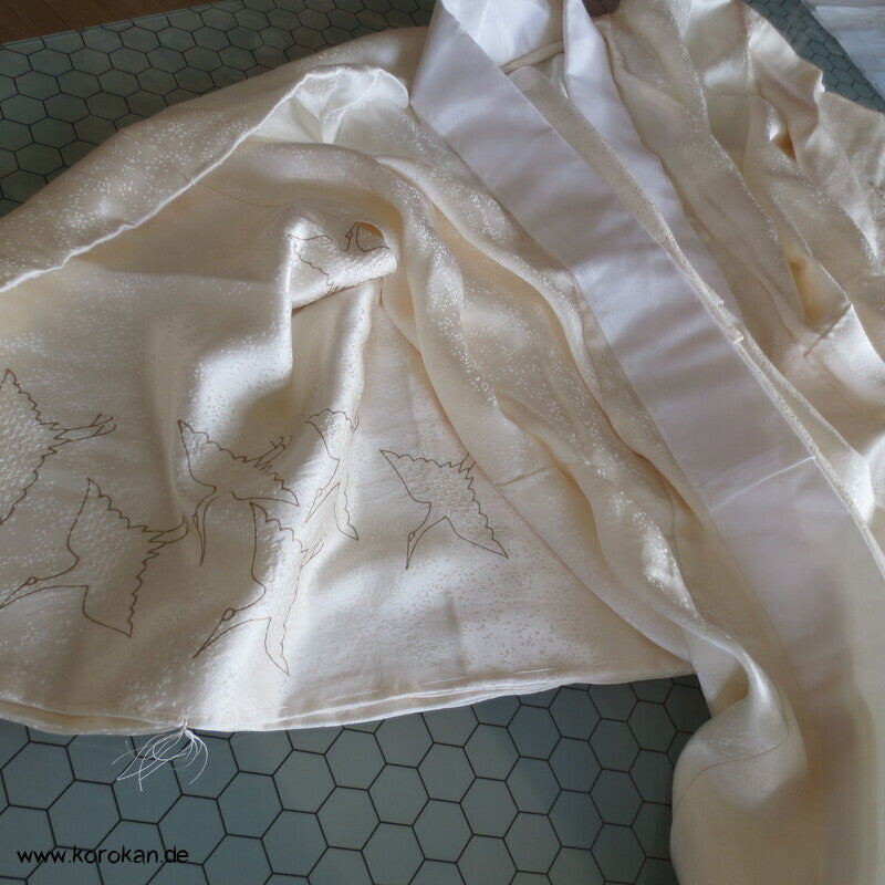 Shibori Elemente Seidendamast Kranich Juban Hochzeits Unterkimono