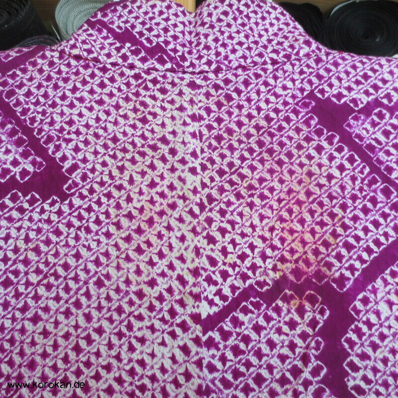 Full Shibori Tachbana Haori Kimono Jacke - pflaumenlila