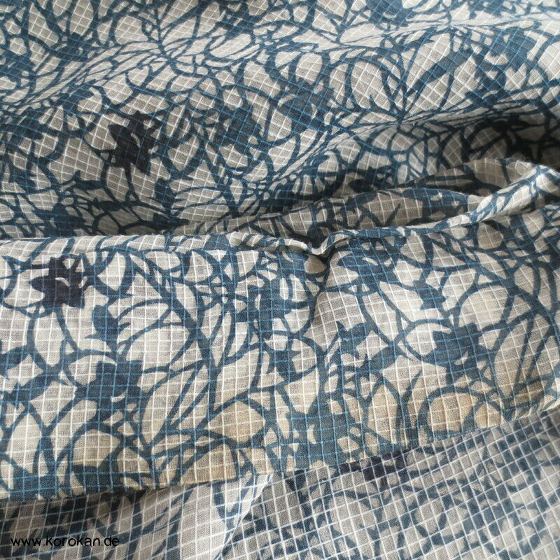 Blumenranken auf Karogewebe Hitoe Kimono, leicht transparent