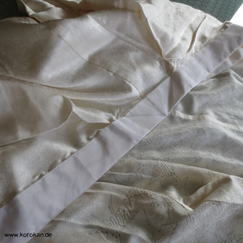 Shibori Elemente Seidendamast Kranich Juban Hochzeits Unterkimono