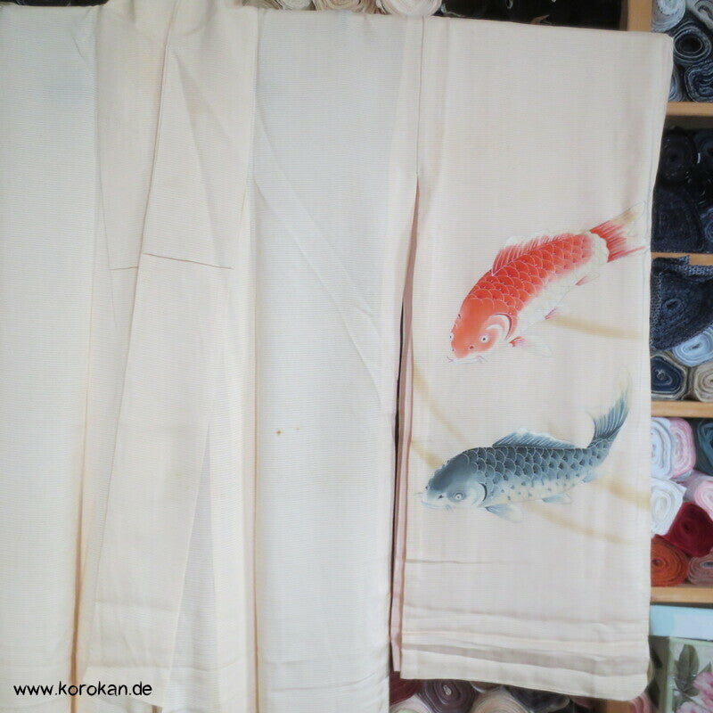 Koi Karpfen Rho Seide Hitoe, ungefütterter Furisode Kimono