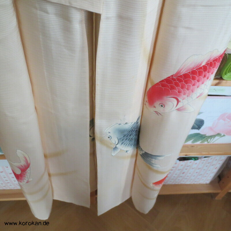 Koi Karpfen Rho Seide Hitoe, ungefütterter Furisode Kimono