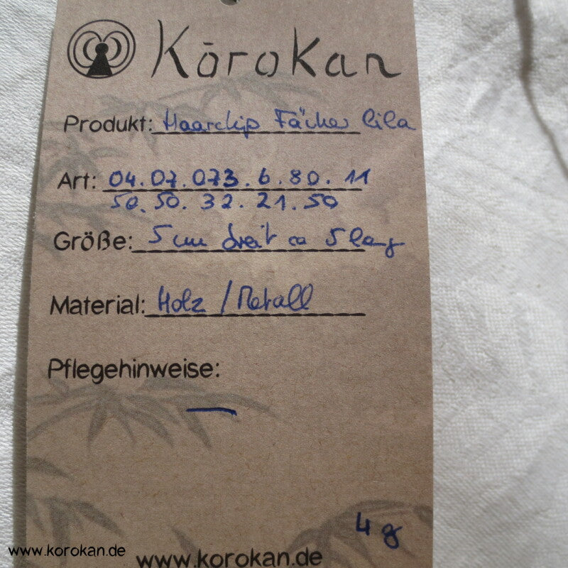 kleiner Holzfächer mit Anhänger Haarklemme