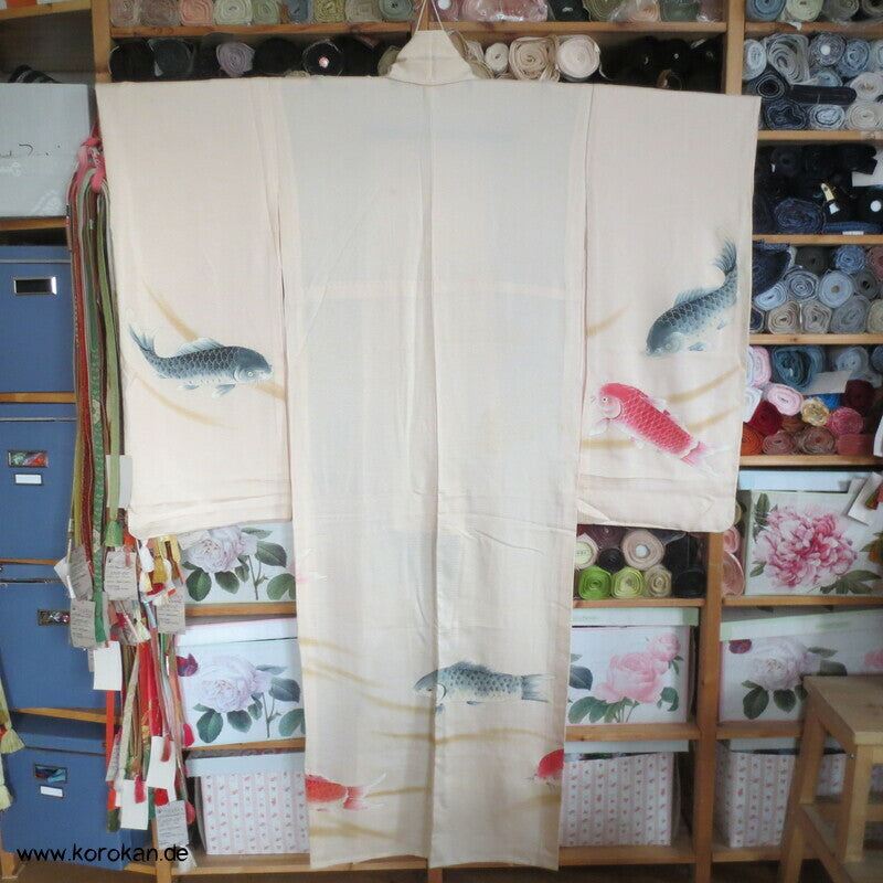 Koi Karpfen Rho Seide Hitoe, ungefütterter Furisode Kimono