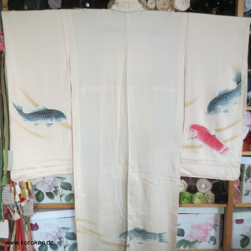 Koi Karpfen Rho Seide Hitoe, ungefütterter Furisode Kimono