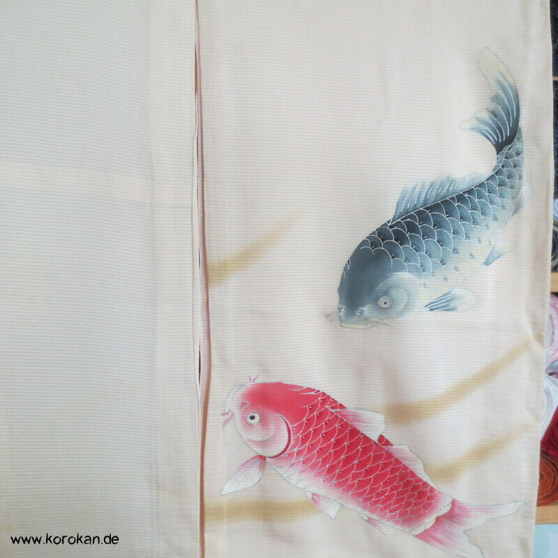 Koi Karpfen Rho Seide Hitoe, ungefütterter Furisode Kimono