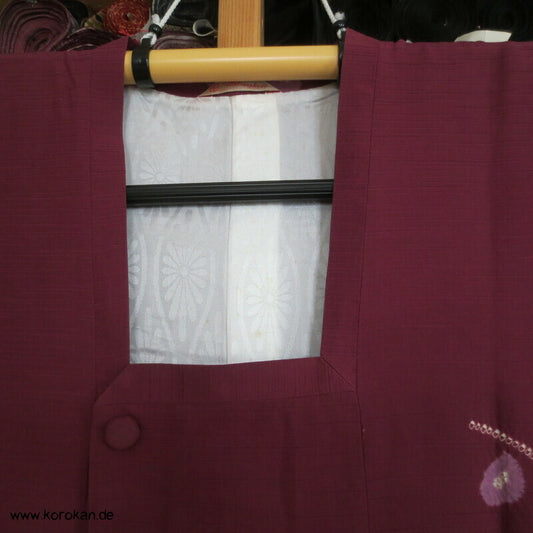 Matsuzakaya Michiyuki  Kimono Jacke fein gewebte Streifen mit Shibori Blütenzweigen
