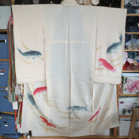 Koi Karpfen Rho Seide Hitoe, ungefütterter Furisode Kimono