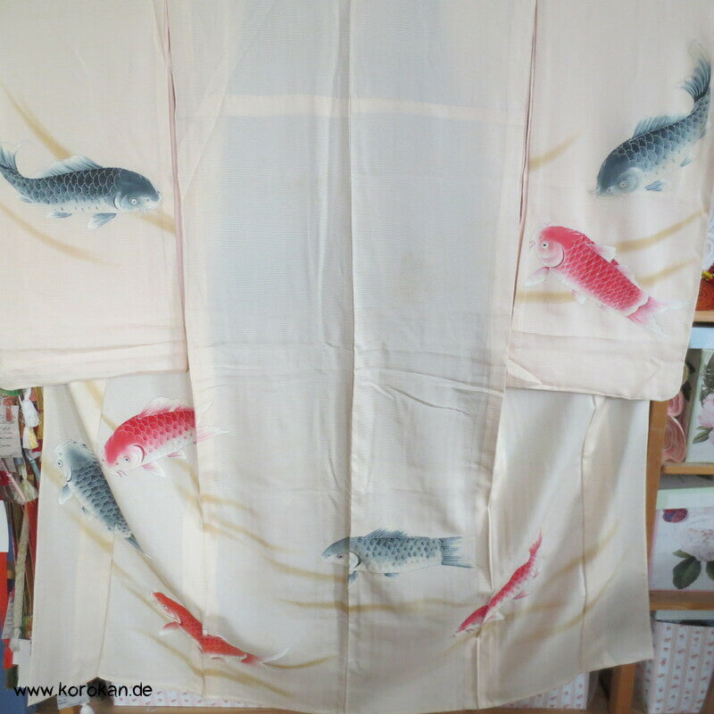 Koi Karpfen Rho Seide Hitoe, ungefütterter Furisode Kimono