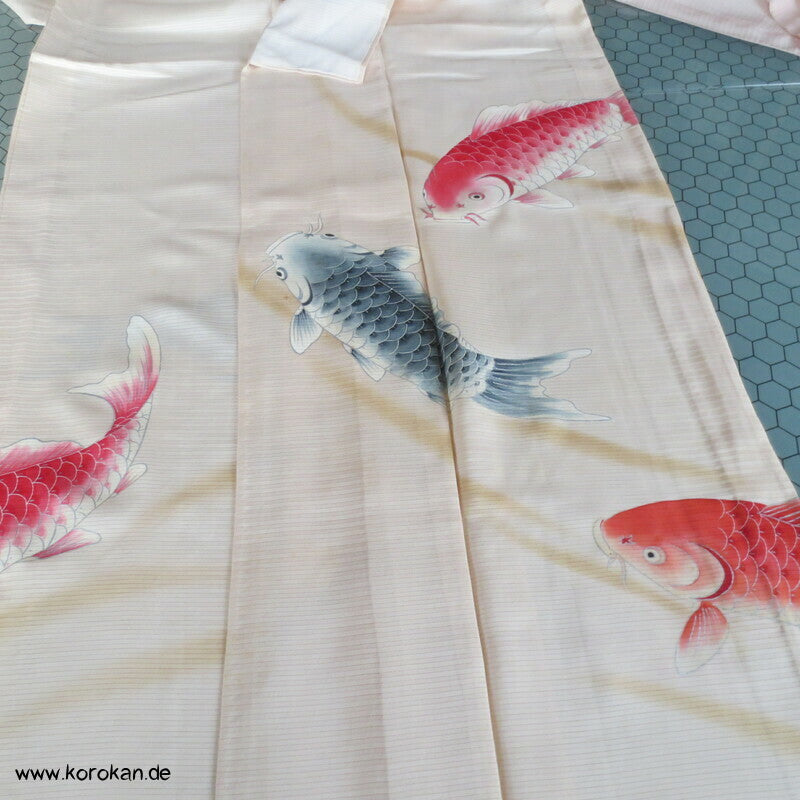 Koi Karpfen Rho Seide Hitoe, ungefütterter Furisode Kimono