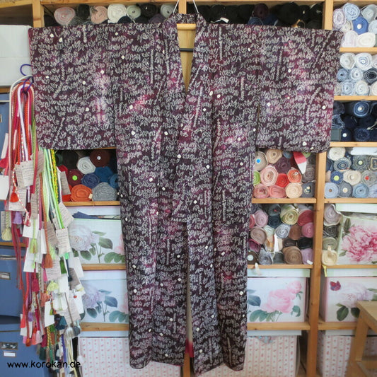 Full Shibori abstrakte Bambusblätter Komon Kimono