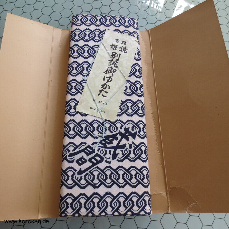 Tanmono Yukata Kimono Baumwoll Männerstoff, geometrisch, originalverpackt