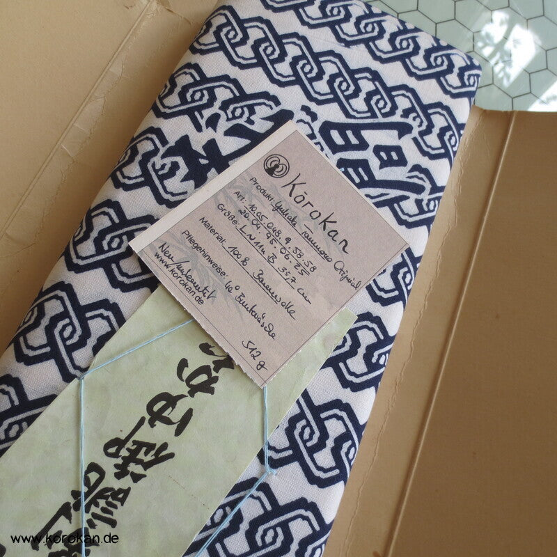 Tanmono Yukata Kimono Baumwoll Männerstoff, geometrisch, originalverpackt