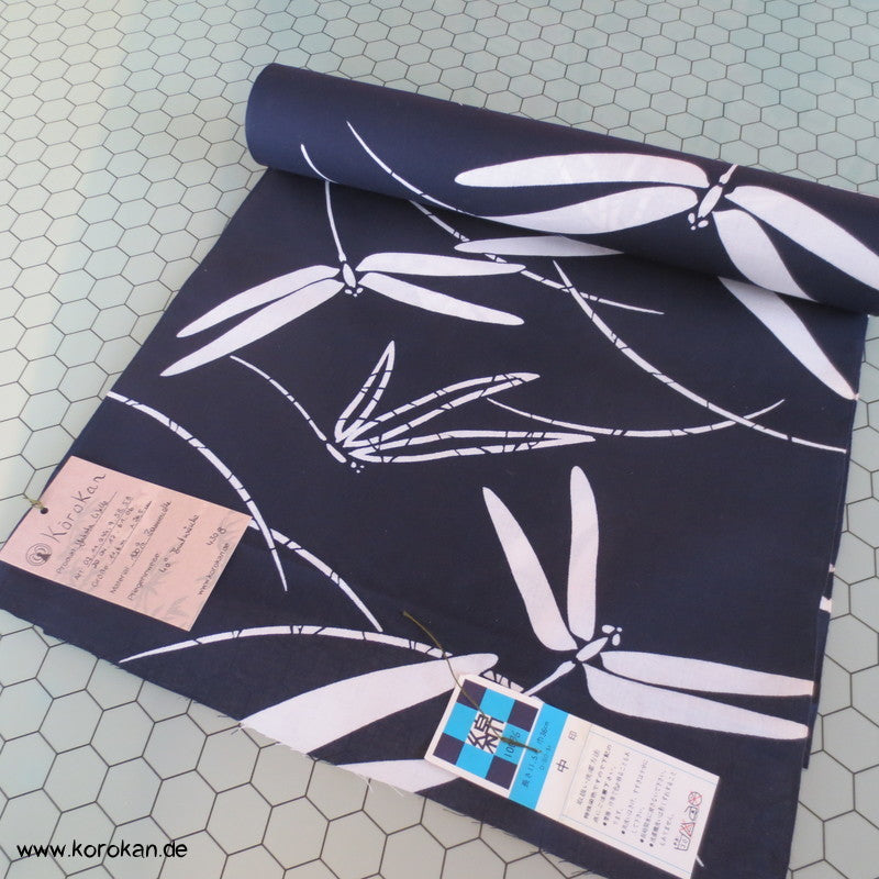 Libellen im Gras Yukata Kimono Baumwoll Stoff
