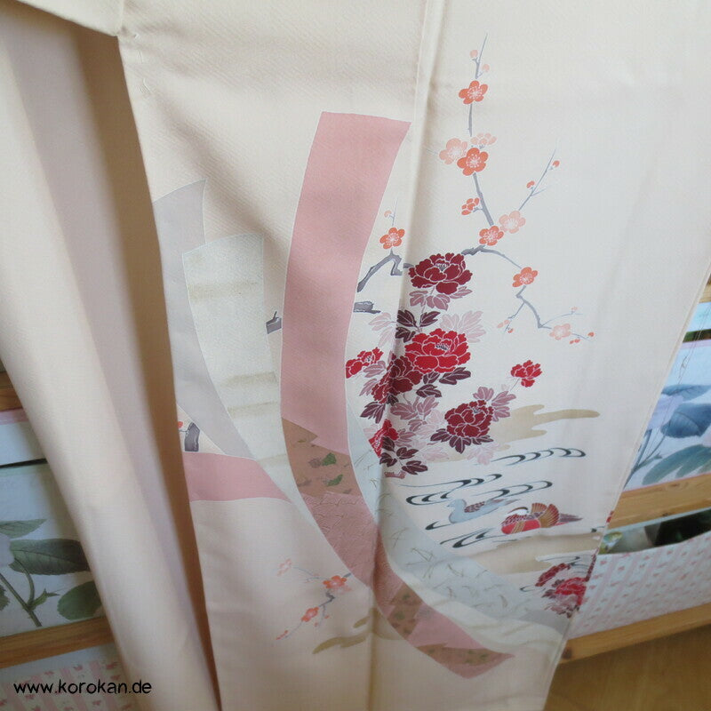 Päonien und Mandarinenten Homongi Kimono