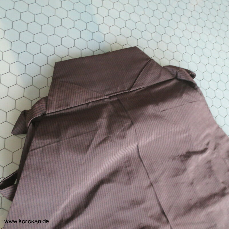 Hakama japanische Kimono Hose, braun schwarz gestreifte Seide