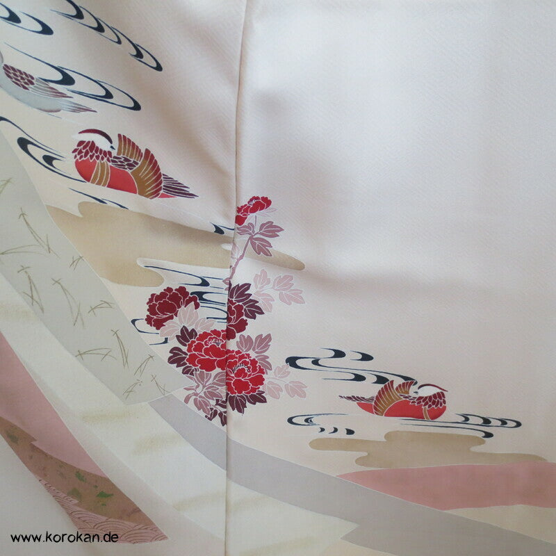 Päonien und Mandarinenten Homongi Kimono