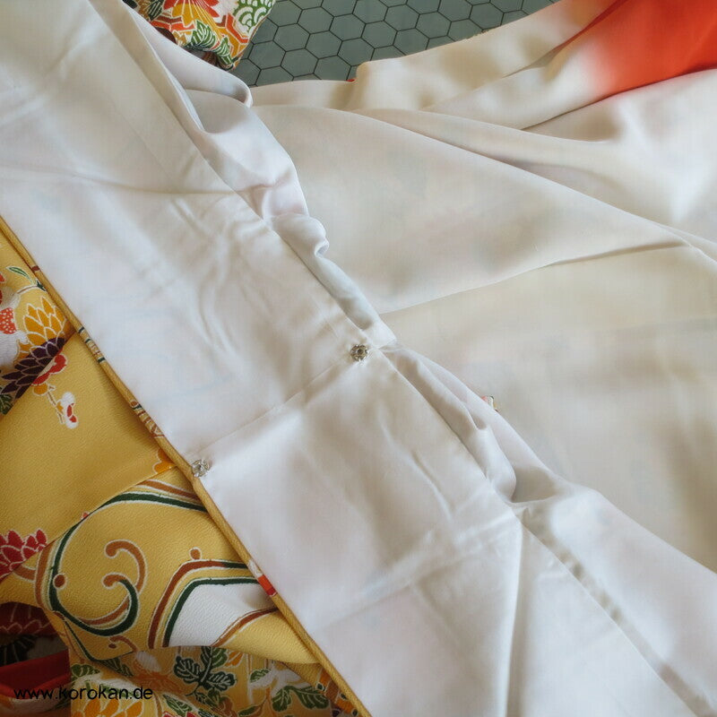 bunte klassisch japanische Muster Chu Furisode Seidencrepe Kimono