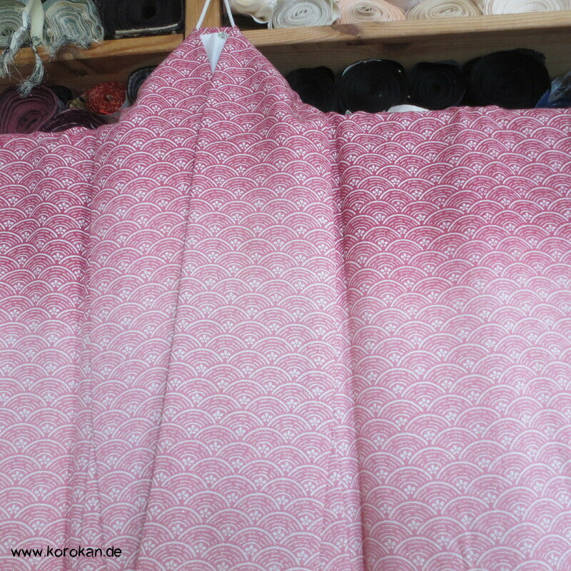 Yamato Homongi Kimono, Seidendamast Segaiha Wellen im Bokashi Farbverlauf