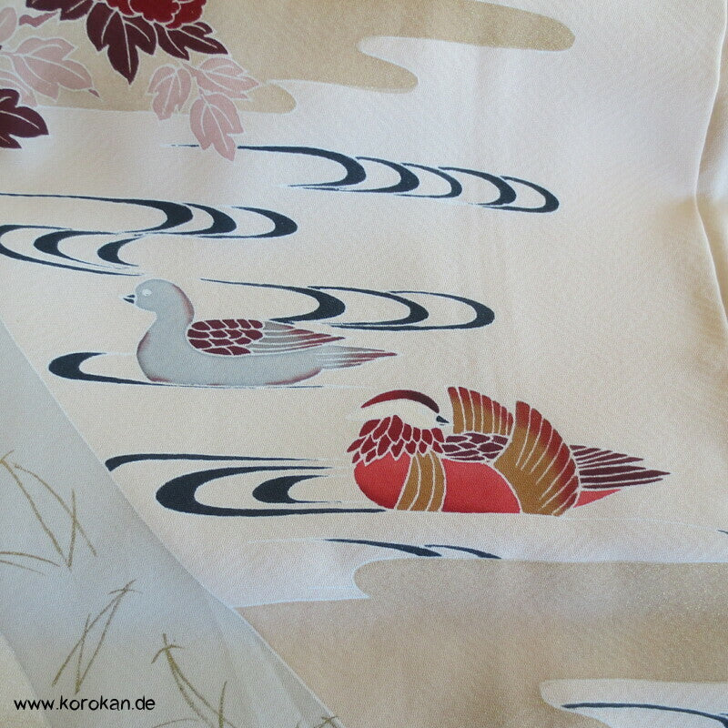 Päonien und Mandarinenten Homongi Kimono