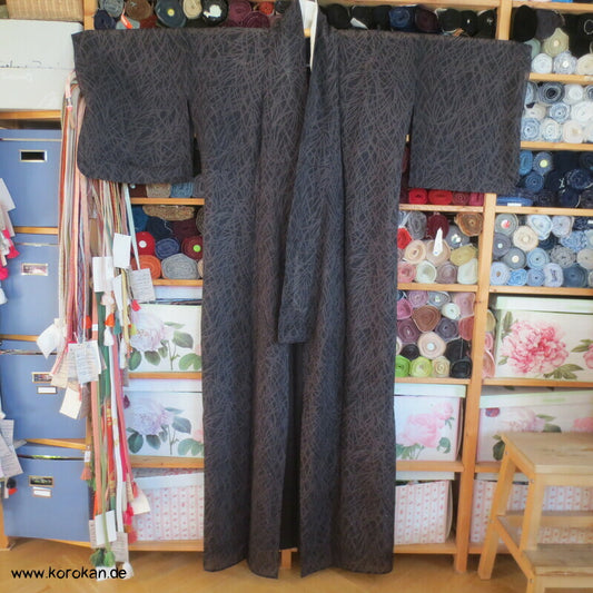 dunkle Gräser Hitoe halbtransparenter Kimono Rho Seide