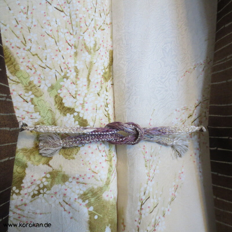 Bambusstreifenmuster Tsumugi Haori Kimono Jacke mit Himo