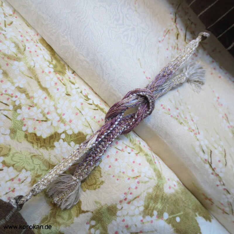Bambusstreifenmuster Tsumugi Haori Kimono Jacke mit Himo