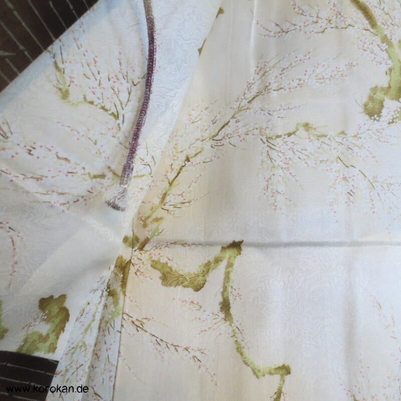 Bambusstreifenmuster Tsumugi Haori Kimono Jacke mit Himo