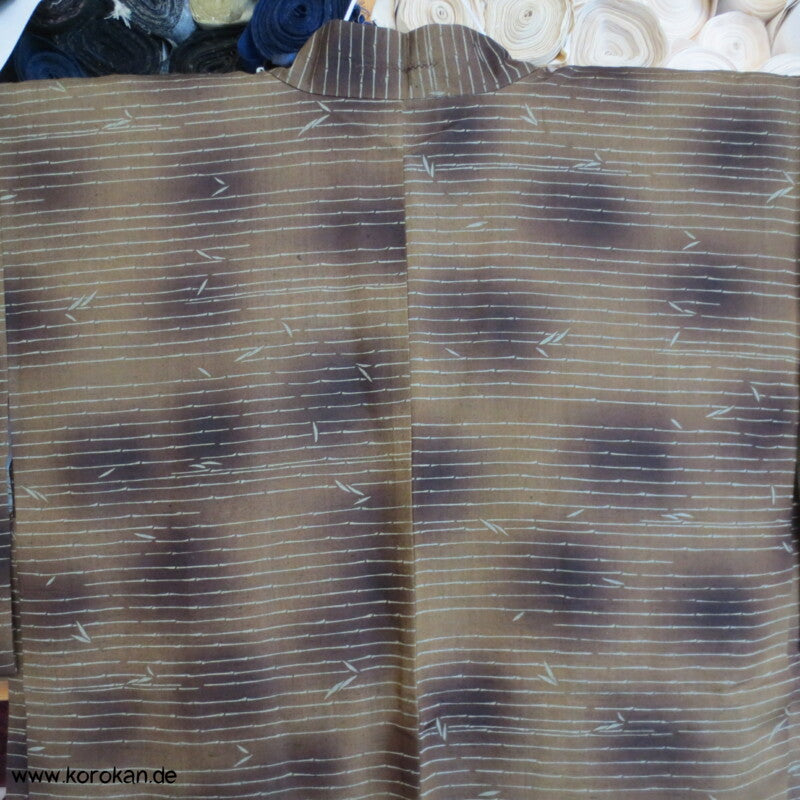 Bambusstreifenmuster Tsumugi Haori Kimono Jacke mit Himo