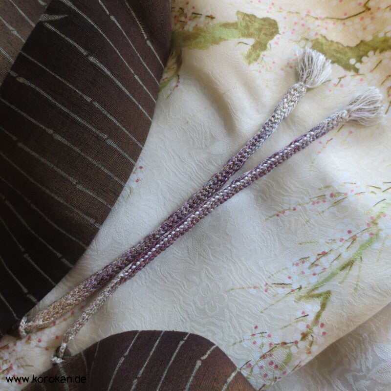 Bambusstreifenmuster Tsumugi Haori Kimono Jacke mit Himo
