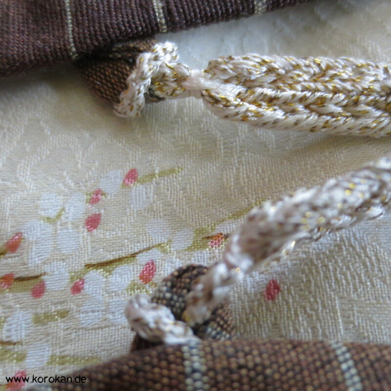 Bambusstreifenmuster Tsumugi Haori Kimono Jacke mit Himo